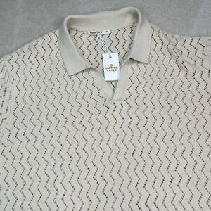 Marine Layer Archive Cyrus Sweater Polo Mens Xl Natural Johnny Collar Knit